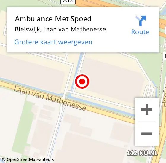 Locatie op kaart van de 112 melding: Ambulance Met Spoed Naar Bleiswijk, Laan van Mathenesse op 27 augustus 2024 12:20