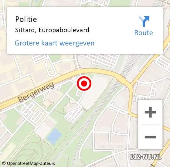 Locatie op kaart van de 112 melding: Politie Sittard, Europaboulevard op 27 augustus 2024 12:22