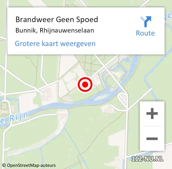 Locatie op kaart van de 112 melding: Brandweer Geen Spoed Naar Bunnik, Rhijnauwenselaan op 27 augustus 2024 12:23