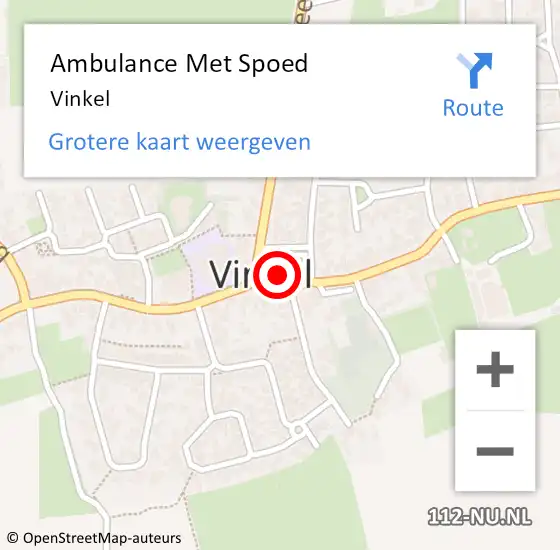 Locatie op kaart van de 112 melding: Ambulance Met Spoed Naar Vinkel op 27 augustus 2024 12:24