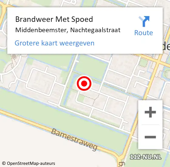 Locatie op kaart van de 112 melding: Brandweer Met Spoed Naar Middenbeemster, Nachtegaalstraat op 27 augustus 2024 12:31