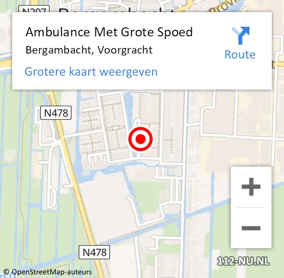 Locatie op kaart van de 112 melding: Ambulance Met Grote Spoed Naar Bergambacht, Voorgracht op 27 augustus 2024 12:38