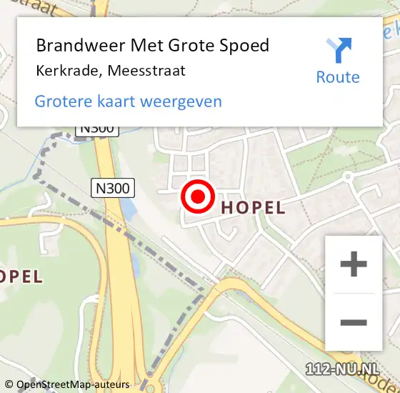 Locatie op kaart van de 112 melding: Brandweer Met Grote Spoed Naar Kerkrade, Meesstraat op 27 augustus 2024 12:39