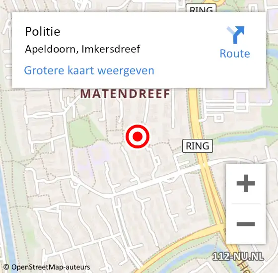 Locatie op kaart van de 112 melding: Politie Apeldoorn, Imkersdreef op 27 augustus 2024 12:40