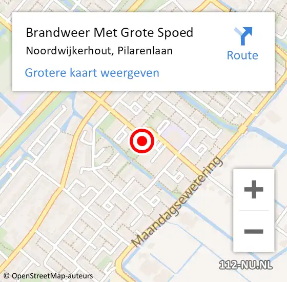 Locatie op kaart van de 112 melding: Brandweer Met Grote Spoed Naar Noordwijkerhout, Pilarenlaan op 27 augustus 2024 12:45