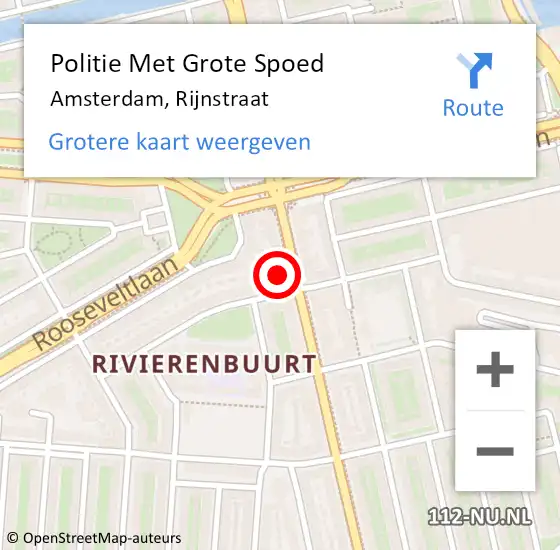 Locatie op kaart van de 112 melding: Politie Met Grote Spoed Naar Amsterdam, Rijnstraat op 27 augustus 2024 12:57