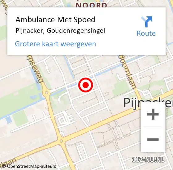 Locatie op kaart van de 112 melding: Ambulance Met Spoed Naar Pijnacker, Goudenregensingel op 27 augustus 2024 13:13