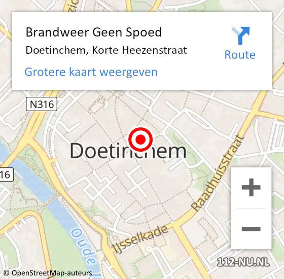 Locatie op kaart van de 112 melding: Brandweer Geen Spoed Naar Doetinchem, Korte Heezenstraat op 27 augustus 2024 13:19