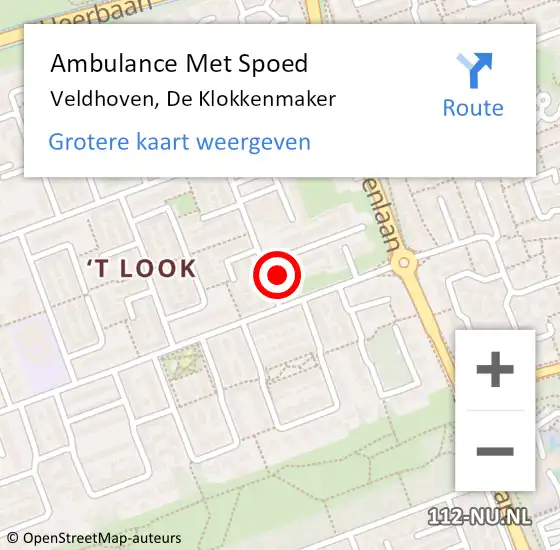 Locatie op kaart van de 112 melding: Ambulance Met Spoed Naar Veldhoven, De Klokkenmaker op 17 oktober 2014 21:49