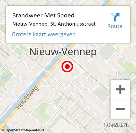 Locatie op kaart van de 112 melding: Brandweer Met Spoed Naar Nieuw-Vennep, St. Anthoniusstraat op 27 augustus 2024 13:40