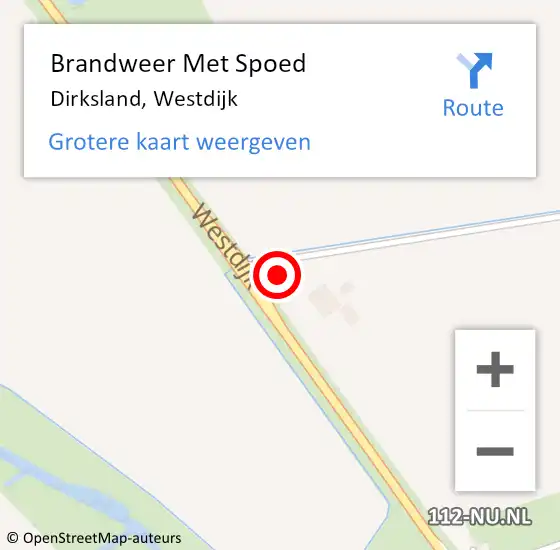 Locatie op kaart van de 112 melding: Brandweer Met Spoed Naar Dirksland, Westdijk op 27 augustus 2024 13:47