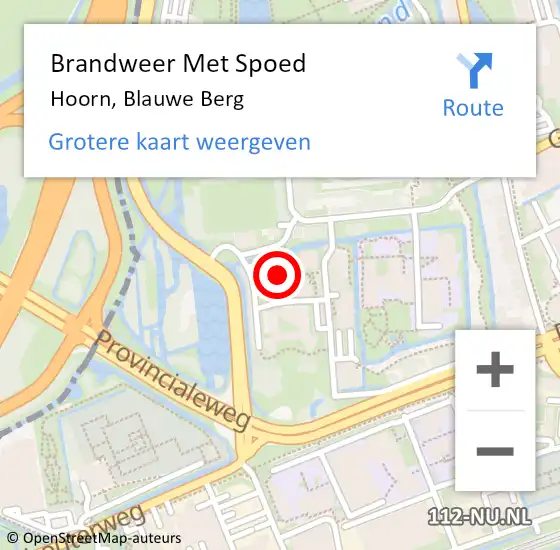 Locatie op kaart van de 112 melding: Brandweer Met Spoed Naar Hoorn, Blauwe Berg op 27 augustus 2024 14:04