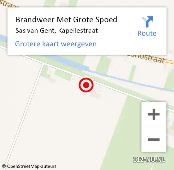 Locatie op kaart van de 112 melding: Brandweer Met Grote Spoed Naar Sas van Gent, Kapellestraat op 27 augustus 2024 14:34