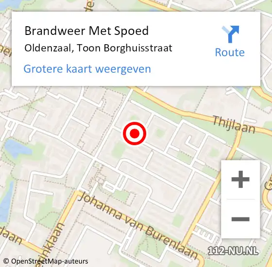 Locatie op kaart van de 112 melding: Brandweer Met Spoed Naar Oldenzaal, Toon Borghuisstraat op 27 augustus 2024 14:47