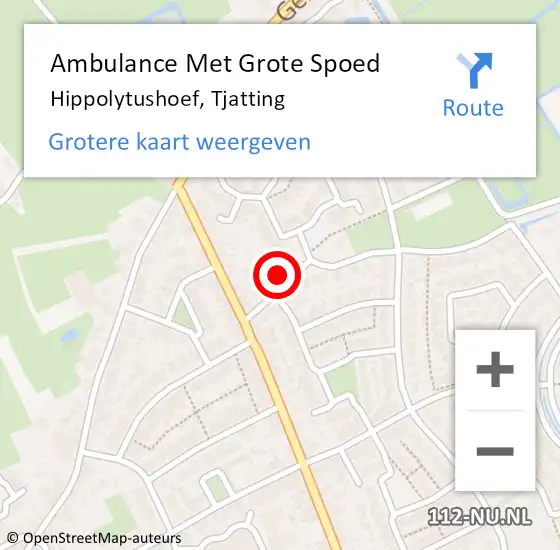 Locatie op kaart van de 112 melding: Ambulance Met Grote Spoed Naar Hippolytushoef, Tjatting op 27 augustus 2024 14:59