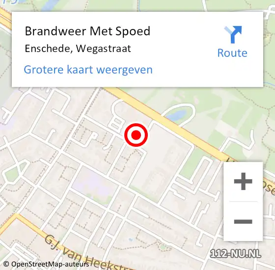 Locatie op kaart van de 112 melding: Brandweer Met Spoed Naar Enschede, Wegastraat op 27 augustus 2024 15:03