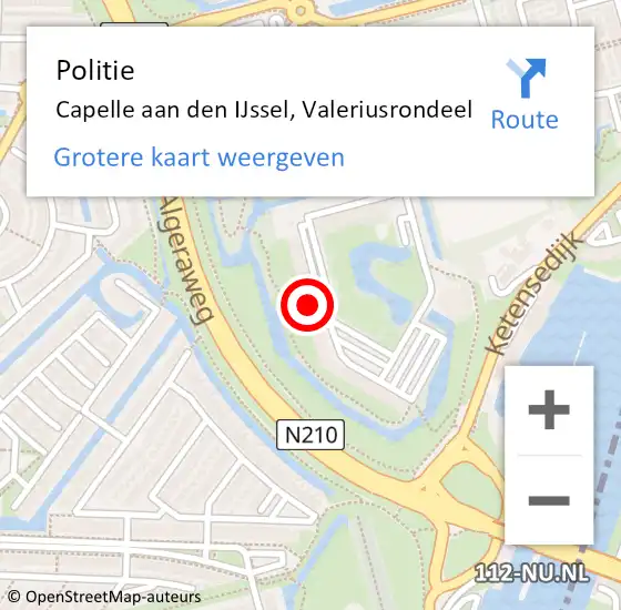 Locatie op kaart van de 112 melding: Politie Capelle aan den IJssel, Valeriusrondeel op 27 augustus 2024 15:04