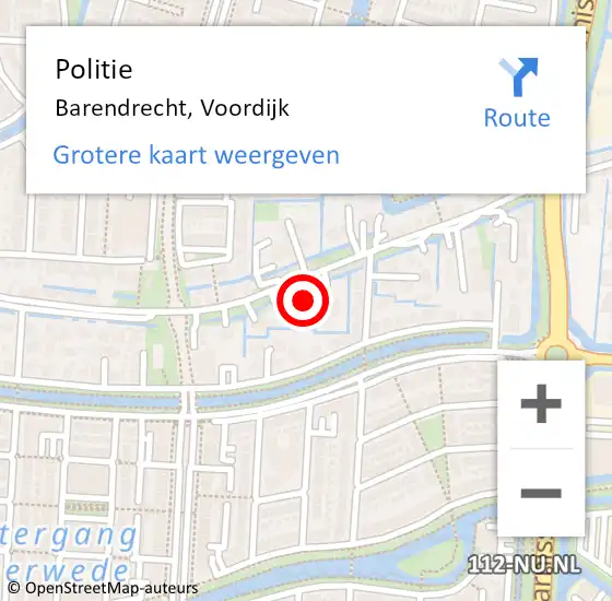 Locatie op kaart van de 112 melding: Politie Barendrecht, Voordijk op 27 augustus 2024 15:20