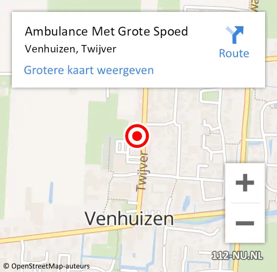 Locatie op kaart van de 112 melding: Ambulance Met Grote Spoed Naar Venhuizen, Twijver op 27 augustus 2024 15:30