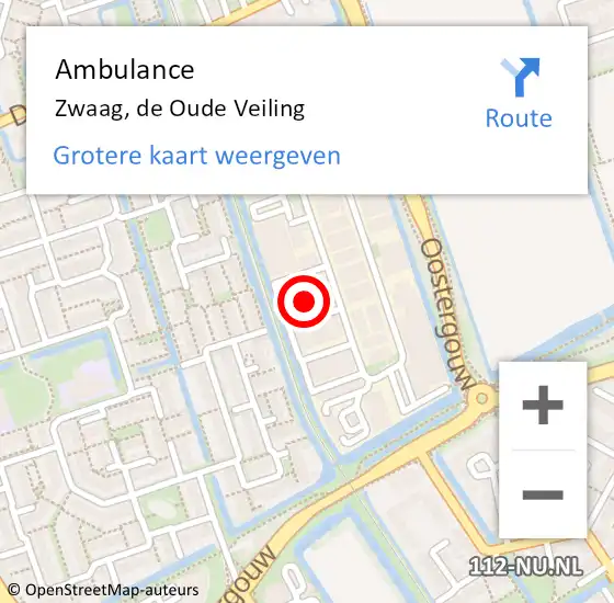 Locatie op kaart van de 112 melding: Ambulance Zwaag, de Oude Veiling op 27 augustus 2024 15:36