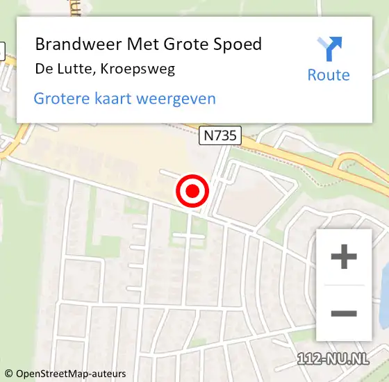 Locatie op kaart van de 112 melding: Brandweer Met Grote Spoed Naar De Lutte, Kroepsweg op 27 augustus 2024 16:02