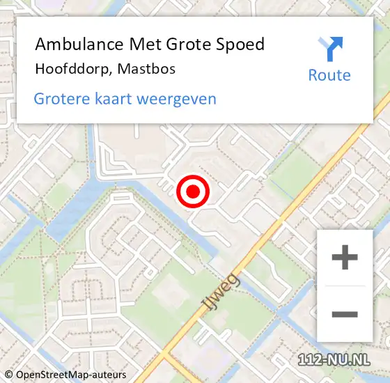 Locatie op kaart van de 112 melding: Ambulance Met Grote Spoed Naar Hoofddorp, Mastbos op 27 augustus 2024 16:03