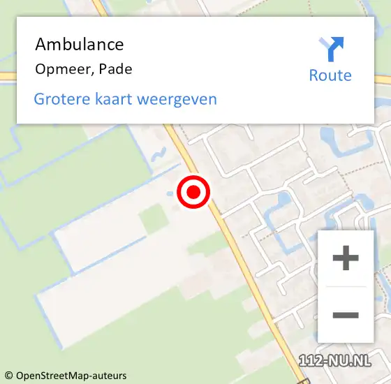 Locatie op kaart van de 112 melding: Ambulance Opmeer, Pade op 27 augustus 2024 16:06