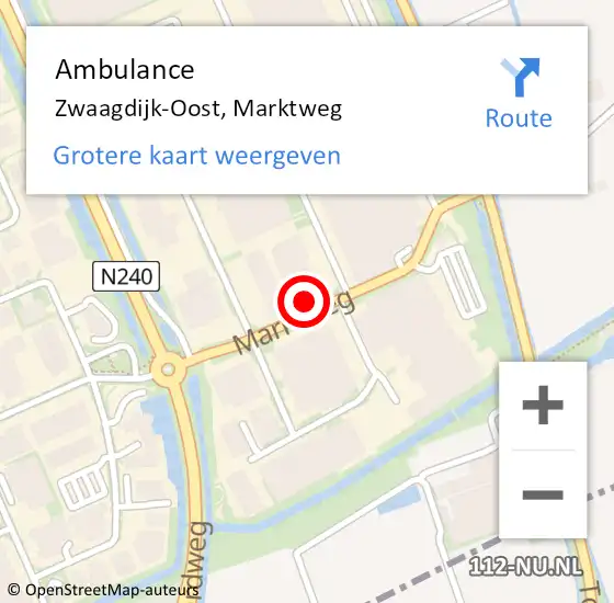 Locatie op kaart van de 112 melding: Ambulance Zwaagdijk-Oost, Marktweg op 27 augustus 2024 16:15