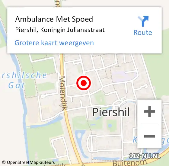 Locatie op kaart van de 112 melding: Ambulance Met Spoed Naar Piershil, Koningin Julianastraat op 27 augustus 2024 16:17