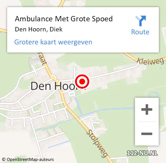 Locatie op kaart van de 112 melding: Ambulance Met Grote Spoed Naar Den Hoorn, Diek op 27 augustus 2024 16:24