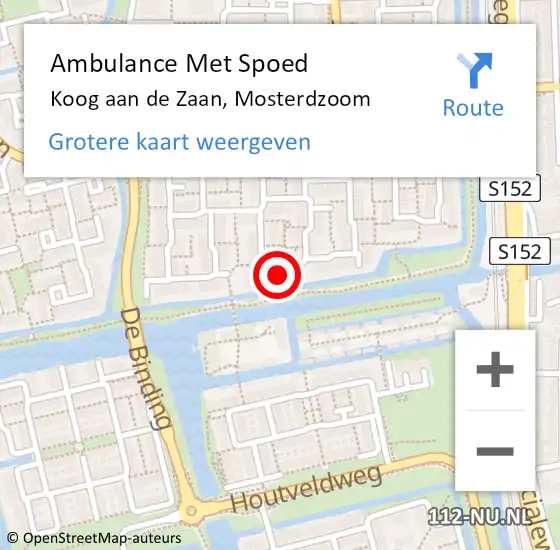 Locatie op kaart van de 112 melding: Ambulance Met Spoed Naar Koog aan de Zaan, Mosterdzoom op 17 oktober 2014 22:30