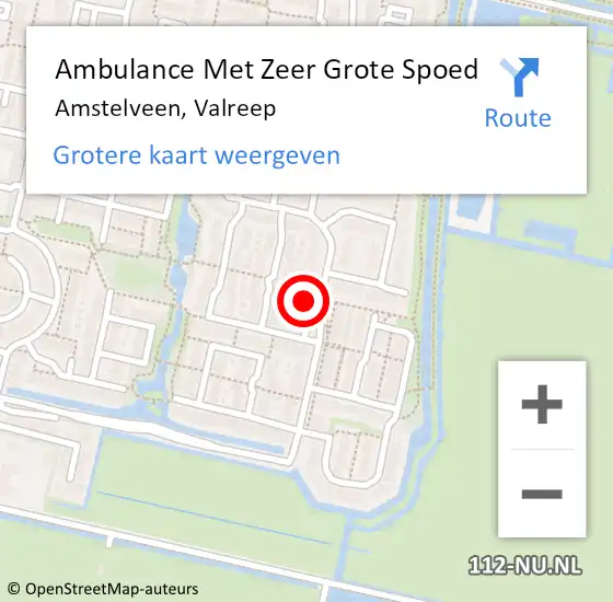 Locatie op kaart van de 112 melding: Ambulance Met Zeer Grote Spoed Naar Amstelveen, Valreep op 27 augustus 2024 16:44