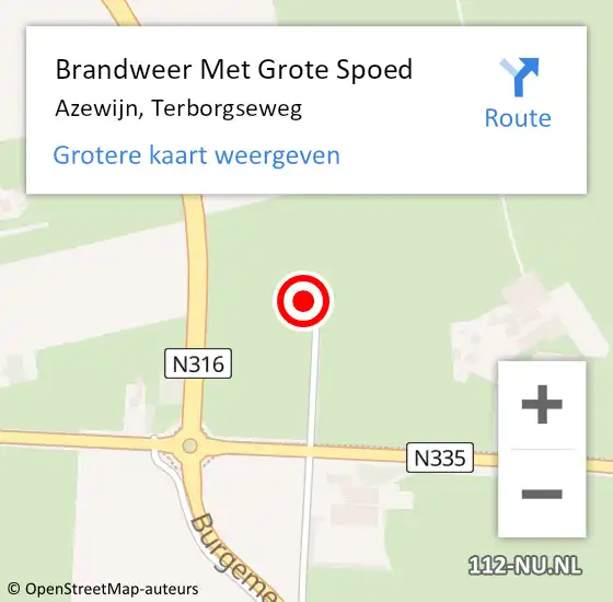 Locatie op kaart van de 112 melding: Brandweer Met Grote Spoed Naar Azewijn, Terborgseweg op 27 augustus 2024 16:50