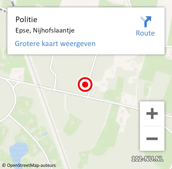 Locatie op kaart van de 112 melding: Politie Epse, Nijhofslaantje op 27 augustus 2024 16:56