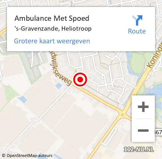 Locatie op kaart van de 112 melding: Ambulance Met Spoed Naar 's-Gravenzande, Heliotroop op 27 augustus 2024 17:02