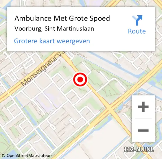 Locatie op kaart van de 112 melding: Ambulance Met Grote Spoed Naar Voorburg, Sint Martinuslaan op 27 augustus 2024 17:06