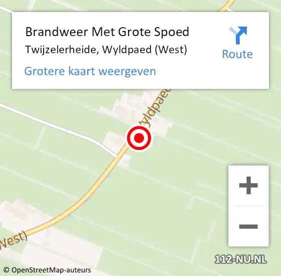 Locatie op kaart van de 112 melding: Brandweer Met Grote Spoed Naar Twijzelerheide, Wyldpaed (West) op 27 augustus 2024 17:19