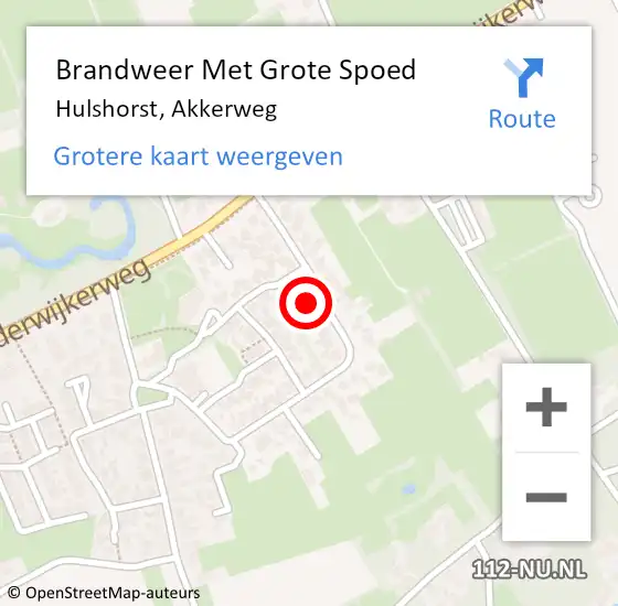 Locatie op kaart van de 112 melding: Brandweer Met Grote Spoed Naar Hulshorst, Akkerweg op 27 augustus 2024 17:25