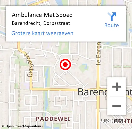 Locatie op kaart van de 112 melding: Ambulance Met Spoed Naar Barendrecht, Dorpsstraat op 27 augustus 2024 17:26