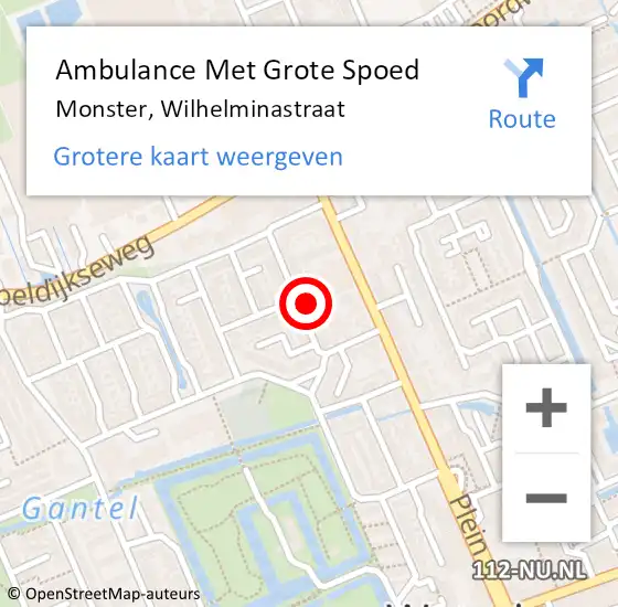 Locatie op kaart van de 112 melding: Ambulance Met Grote Spoed Naar Monster, Wilhelminastraat op 27 augustus 2024 17:31