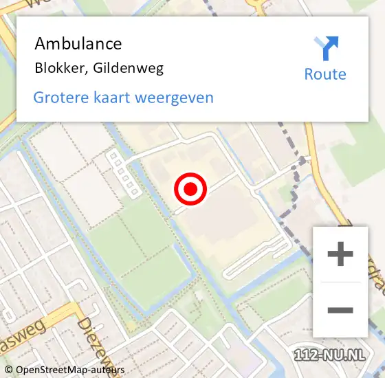 Locatie op kaart van de 112 melding: Ambulance Blokker, Gildenweg op 27 augustus 2024 17:40