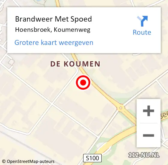 Locatie op kaart van de 112 melding: Brandweer Met Spoed Naar Hoensbroek, Koumenweg op 27 augustus 2024 17:41