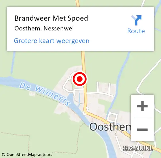 Locatie op kaart van de 112 melding: Brandweer Met Spoed Naar Oosthem, Nessenwei op 27 augustus 2024 17:58