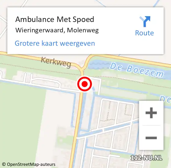 Locatie op kaart van de 112 melding: Ambulance Met Spoed Naar Wieringerwaard, Molenweg op 27 augustus 2024 18:02