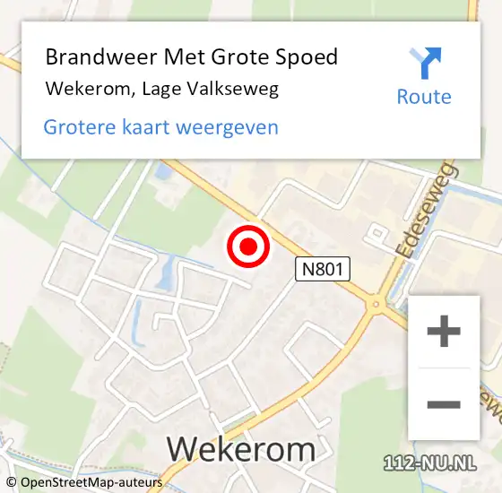 Locatie op kaart van de 112 melding: Brandweer Met Grote Spoed Naar Wekerom, Lage Valkseweg op 27 augustus 2024 18:42