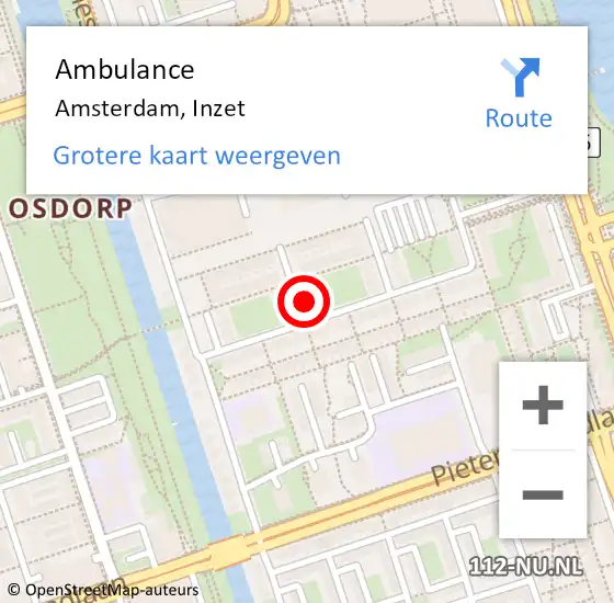 Locatie op kaart van de 112 melding: Ambulance Amsterdam, Inzet op 27 augustus 2024 18:54