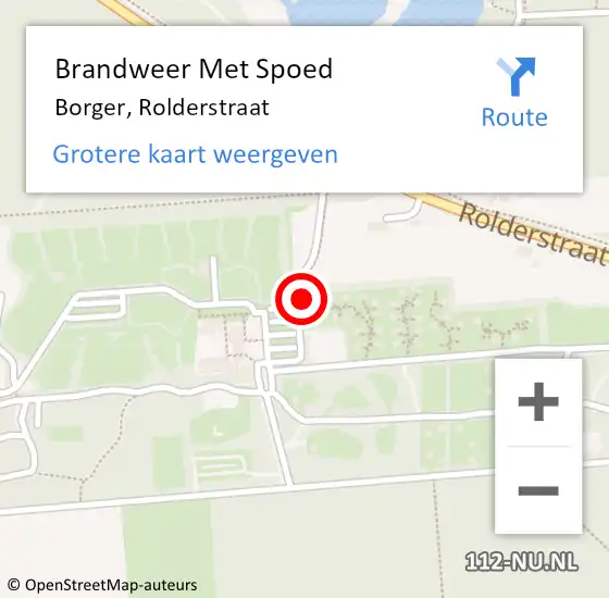 Locatie op kaart van de 112 melding: Brandweer Met Spoed Naar Borger, Rolderstraat op 27 augustus 2024 18:54