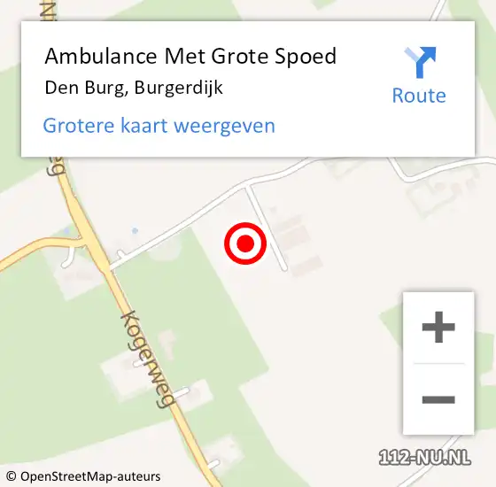 Locatie op kaart van de 112 melding: Ambulance Met Grote Spoed Naar Den Burg, Burgerdijk op 27 augustus 2024 18:57