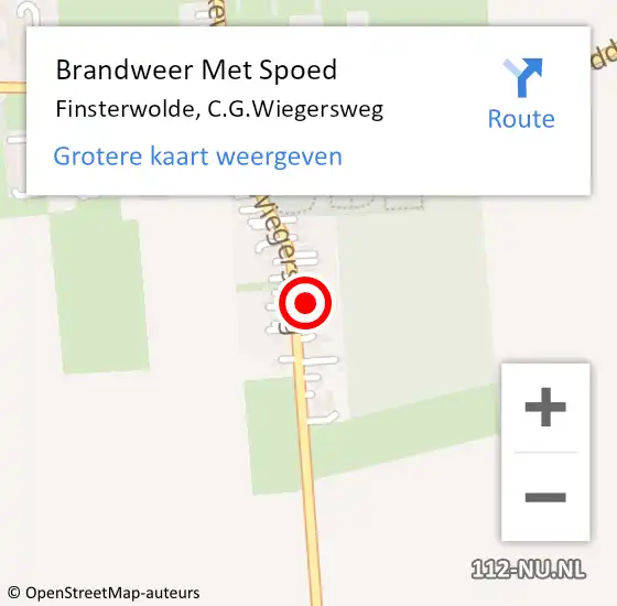 Locatie op kaart van de 112 melding: Brandweer Met Spoed Naar Finsterwolde, C.G.Wiegersweg op 27 augustus 2024 19:11