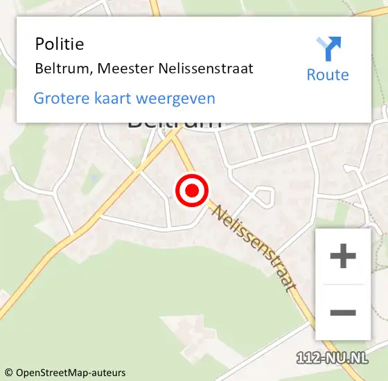 Locatie op kaart van de 112 melding: Politie Beltrum, Meester Nelissenstraat op 27 augustus 2024 19:30